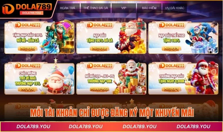 Mỗi tài khoản chỉ được đăng ký một khuyến mãi