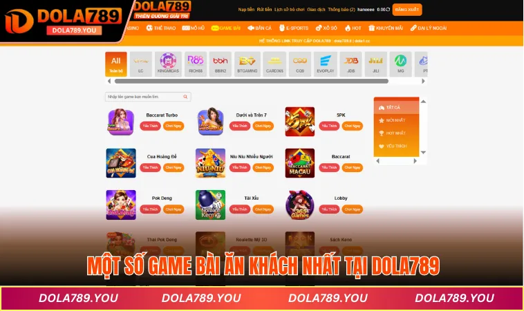 Một số game bài ăn khách nhất tại DOLA789