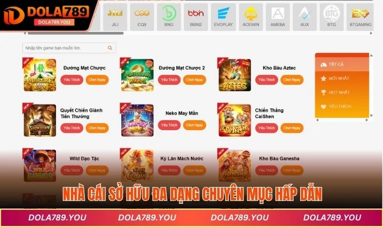 Nhà cái sở hữu đa dạng chuyên mục hấp dẫn